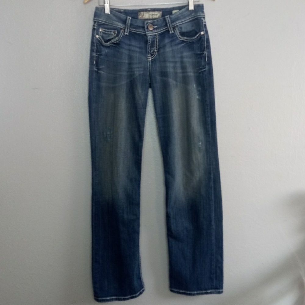 BKE DENIM Harper Lightly Distressed Bootcut Jeans